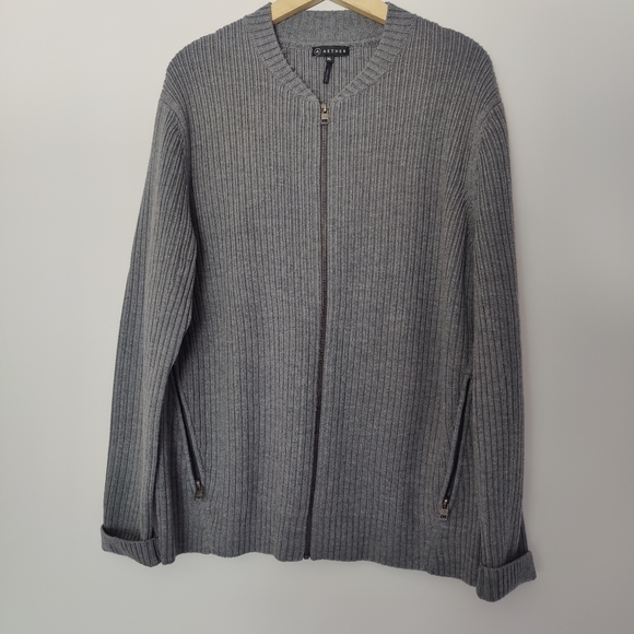 Aether Men's Full Zip Wool Sweater - Picture 2 of 8